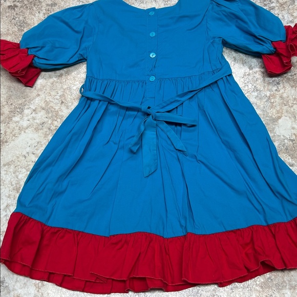 Blue and Red Santa Kids Casual Dress - Picture 3 of 3